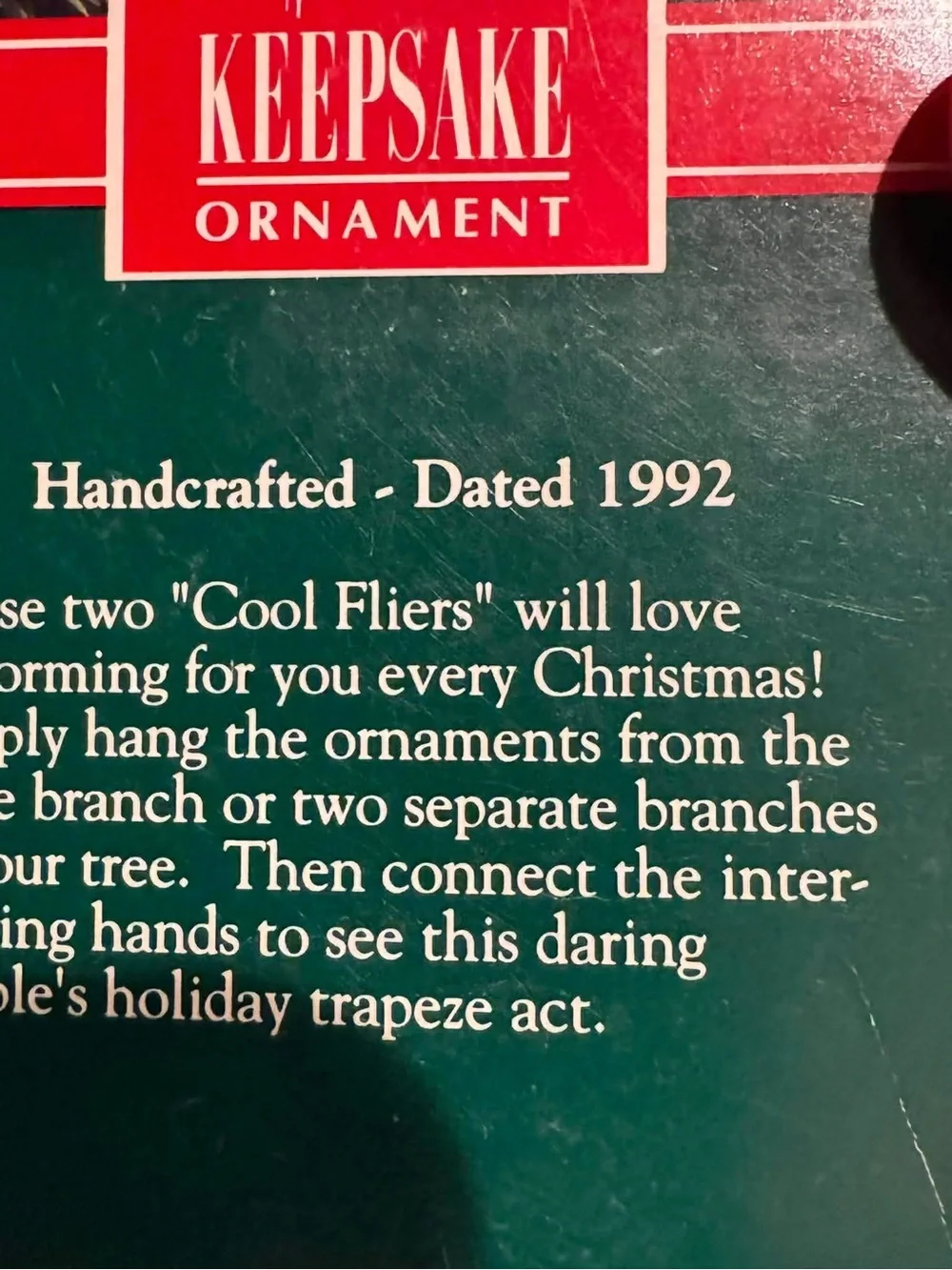 1992 vintage Hallmark Cool Fliers Ornament Set - Red, Black, Teal Accents
